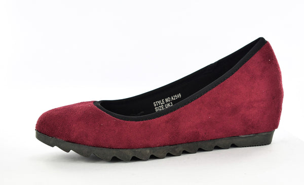 Women/Ladies Burgundy Faux Suede Wedge Pumps/Shoes