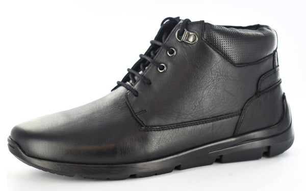 Mens Black Waterproof Leather Lace-up Boots