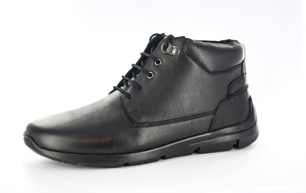 Mens Black Waterproof Leather Lace-up Boots