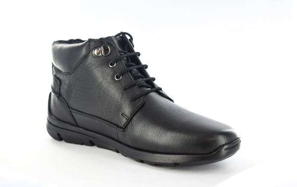 Mens Black Waterproof Leather Lace-up Boots