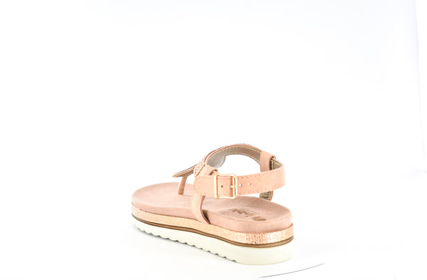 LADIES PINK EMBELLISHED T-BAR ANKLE STRAP SUMMER SANDAL