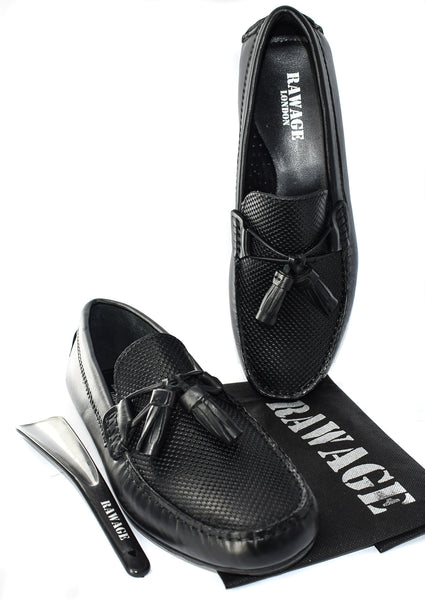 MENS LEATHER FORMAL/CASUAL SLIP ON TASSELED LOAFERS