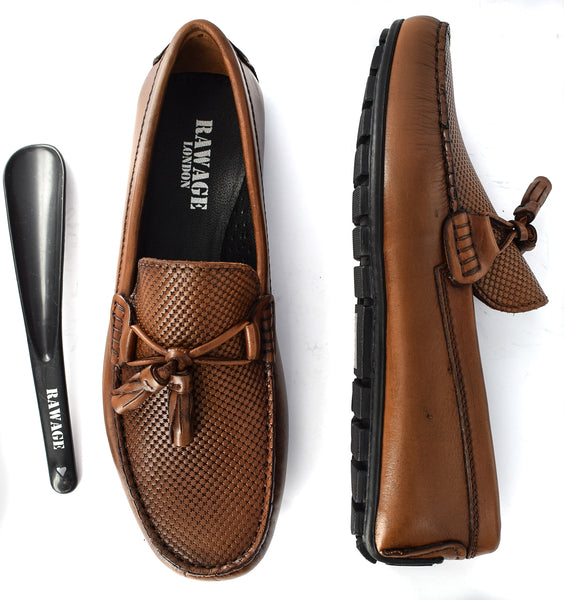 MENS LEATHER FORMAL/CASUAL SLIP ON TASSELED SHOES/LOAFERS