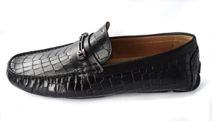 MENS LEATHER CROCODILE EFFECT FORMAL/CASUAL SLIP ON LOAFERS