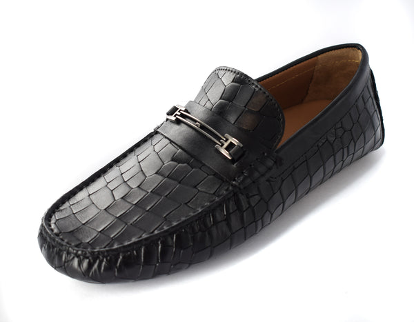 MENS LEATHER CROCODILE EFFECT FORMAL/CASUAL SLIP ON LOAFERS