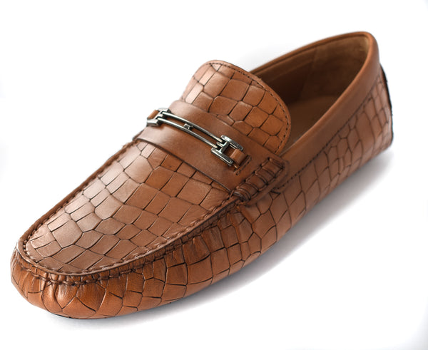 MENS LEATHER CROCODILE EFFECT FORMAL/CASUAL SLIP ON LOAFERS