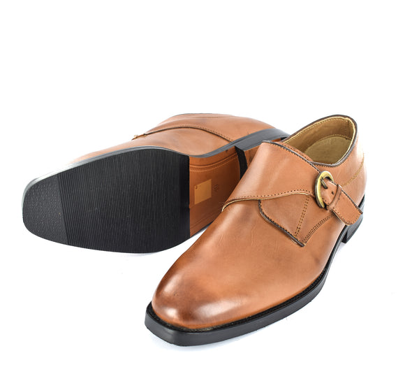 MENS LEATHER MONK SINGLE BUCKLE FORMAL/CASUAL SHOES