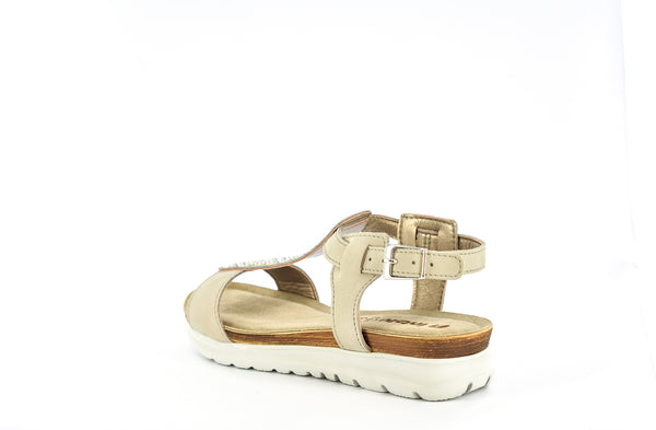 LADIES BEIGE OPEN TOE ANKLE STRAP SUMMER SANDAL