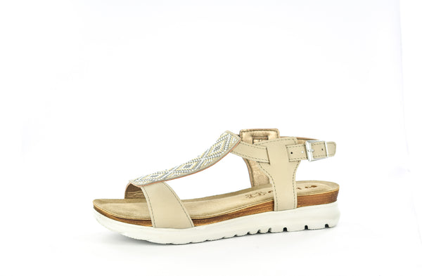 LADIES BEIGE OPEN TOE ANKLE STRAP SUMMER SANDAL