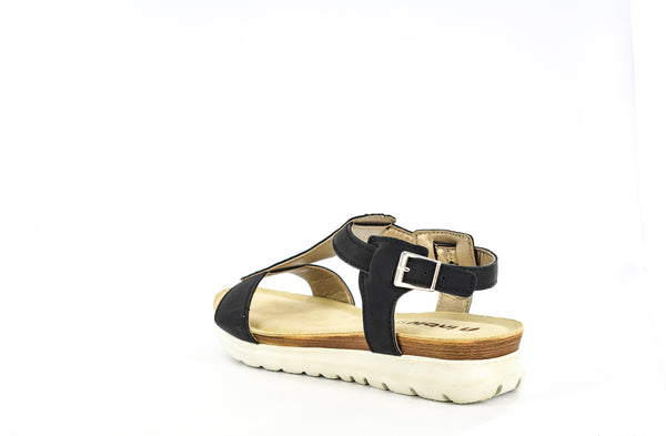 LADIES BLACK OPEN TOE ANKLE STRAP SUMMER SANDAL