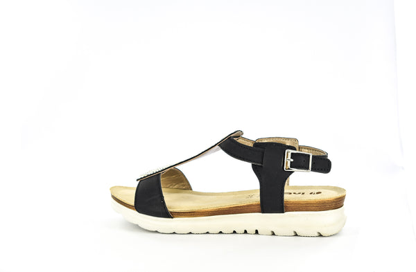 LADIES BLACK OPEN TOE ANKLE STRAP SUMMER SANDAL