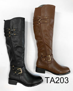 TA203 LADIES LONG FAUX LEATHER WINTER BOOTS