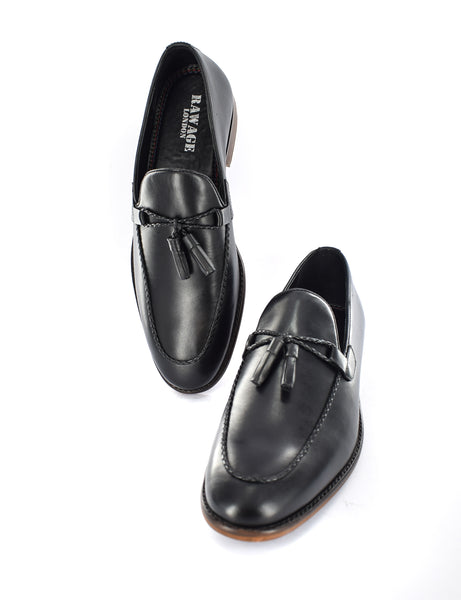 MENS FORMAL/CASUAL LEATHER PLAIT TRIM DRESS TASSELLED SLIP ON LOAFERS/SHOES