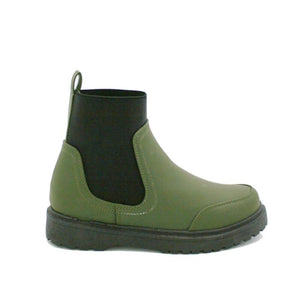 CH5965 LADIES RUBBER CHELSEA BOOT KHAKI AND BLACK