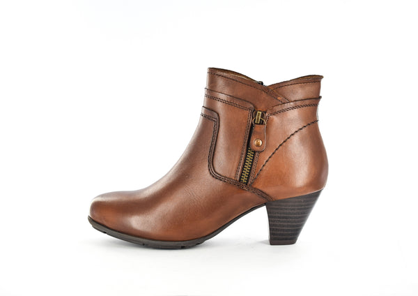 Ladies Genuine Leather Cone Heel Side Zip Smart Ankle Boots