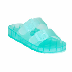 HI5926 LADIES DOUBLE STRAP CLEAR JELLY SLIDES UK SIZE 3-8