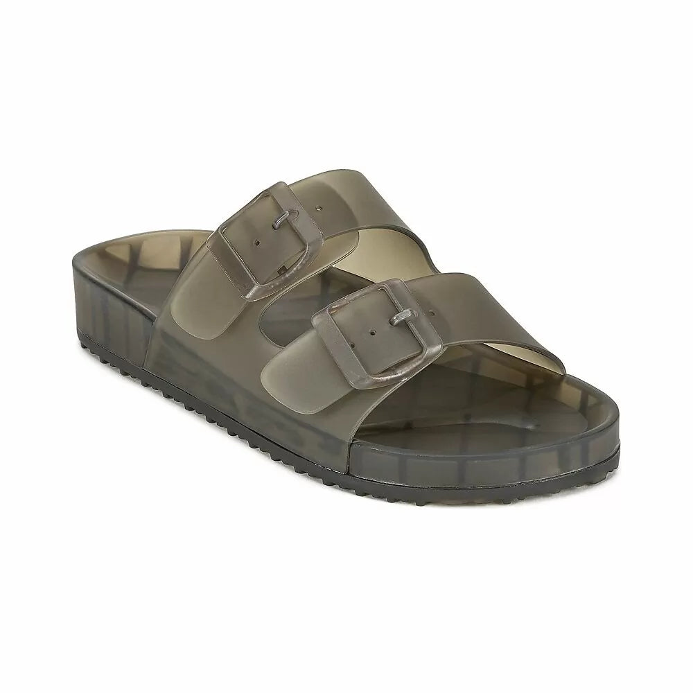 HI5926 LADIES DOUBLE STRAP CLEAR JELLY SLIDES UK SIZE 3-8