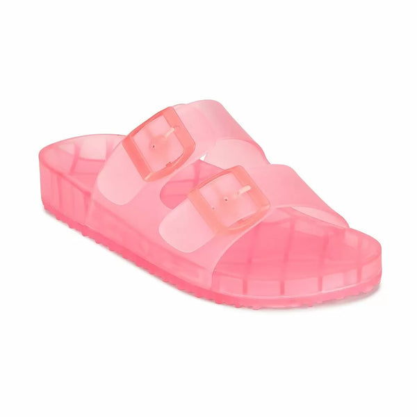 HI5926 LADIES DOUBLE STRAP CLEAR JELLY SLIDES UK SIZE 3-8