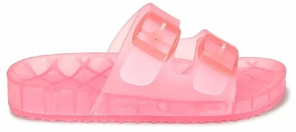 HI5926 LADIES DOUBLE STRAP CLEAR JELLY SLIDES UK SIZE 3-8