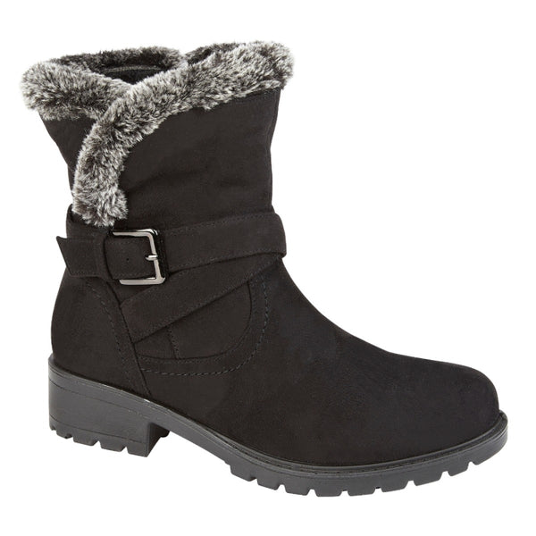 JOYCE LADIES WARM LINED ANKLE BOOT WITH STRAP