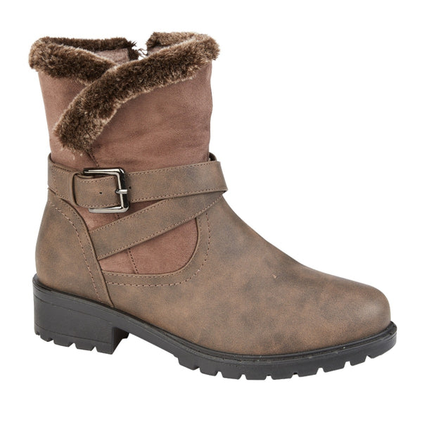 JOYCE LADIES WARM LINED ANKLE BOOT WITH STRAP