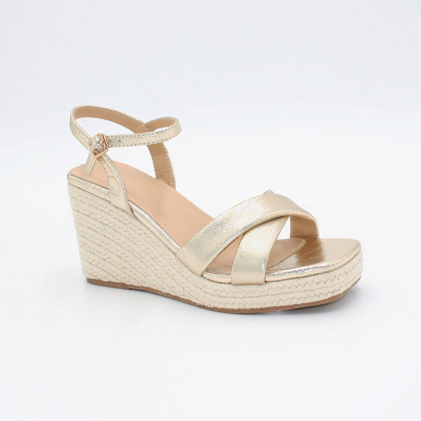 LS7343 LADIES SQUARE TOE WEDGE SANDALS