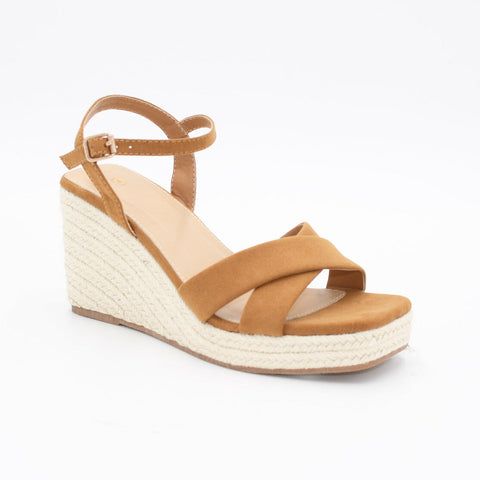 LS7343 LADIES SQUARE TOE WEDGE SANDALS